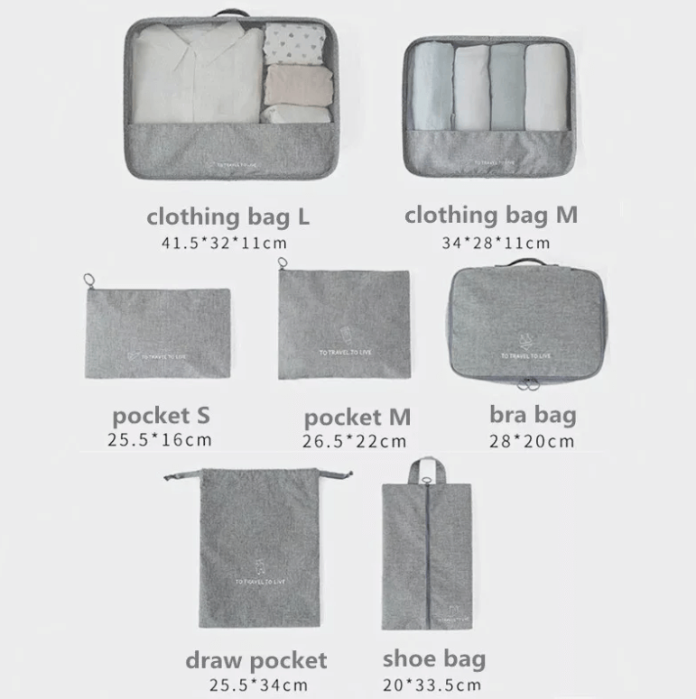 JetPackd™ 7Pcs Packing Cubes Travel Pouches